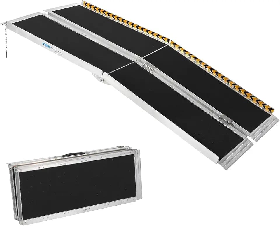 6 Feet Portable Wheelchair Ramp 600LBS Capacity Non-Skid Aluminum Handicap Ramps,Seamless Folding Threshold Ramp Wheel Chair Ramp for Doorways