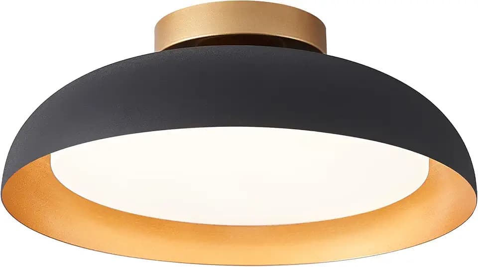 Bargeni Flush Mount Ceiling Light,Mid Century Black&Gold Fixture,5CCT