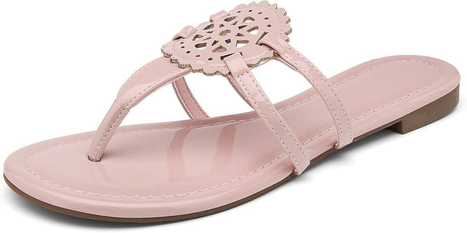 katliu Women's Flat Sandals Dressy Flip Flops