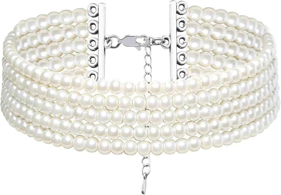 BABEYOND 1920s Damen Halskette Kurz Multi Schichte Choker Kette Hochzeit Braut Schmuck Accessoires Imitation Perlen Kette Elegant