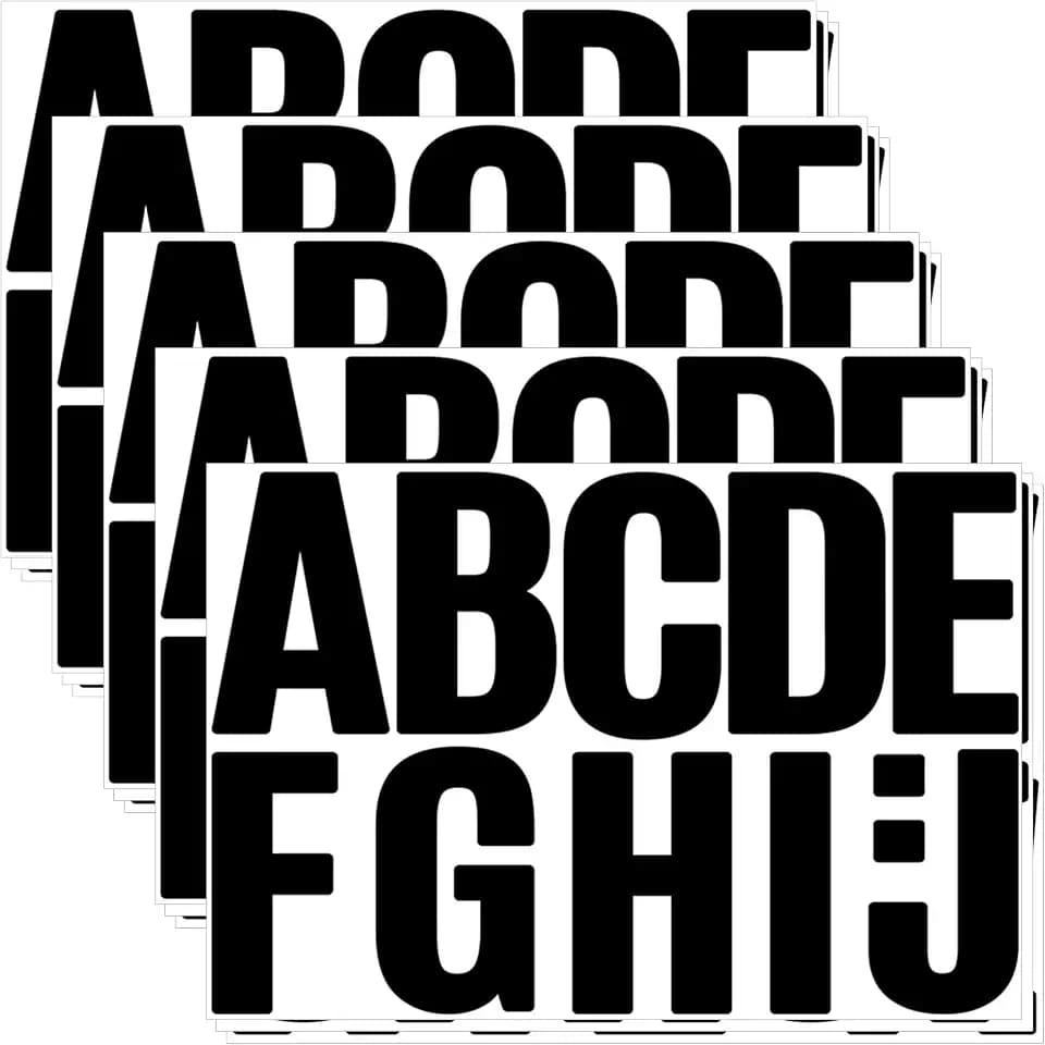 170 Pcs Letter Stickers 4 Inch,15 Sheets Large Alphabet Stickers (Black)