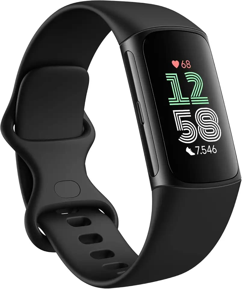 Fitbit Google Charge 6 Aktivitätstracker enthält eine 3 monatige Google Health Premium Mitgliedschaft, 7 Tage Akkulaufzeit, Google Wallet und Maps, Obsidian/Aluminum in Schwarz