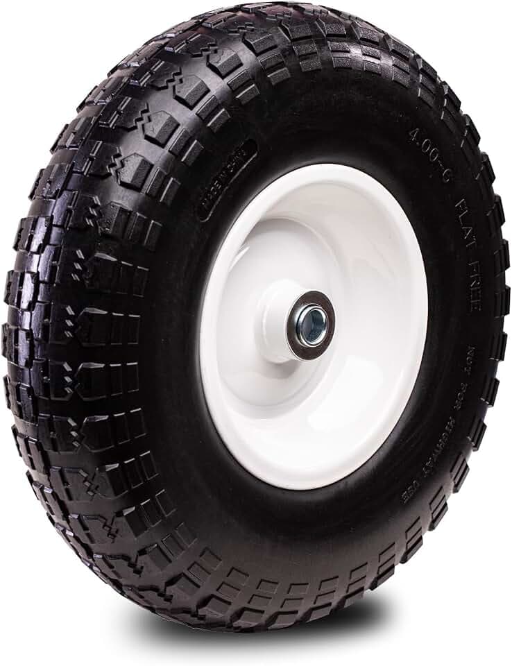 Taifa 1 PC 13 Inch Solid Flat Free Replacement Tires and Wheels 4.00-6 with 5/8'' Bearing and 2.17'' Offset Hub, Air Less Wheel for Wheelbarrow/Wagon/Hand Truck/Trolley/Garden Scooter etc.