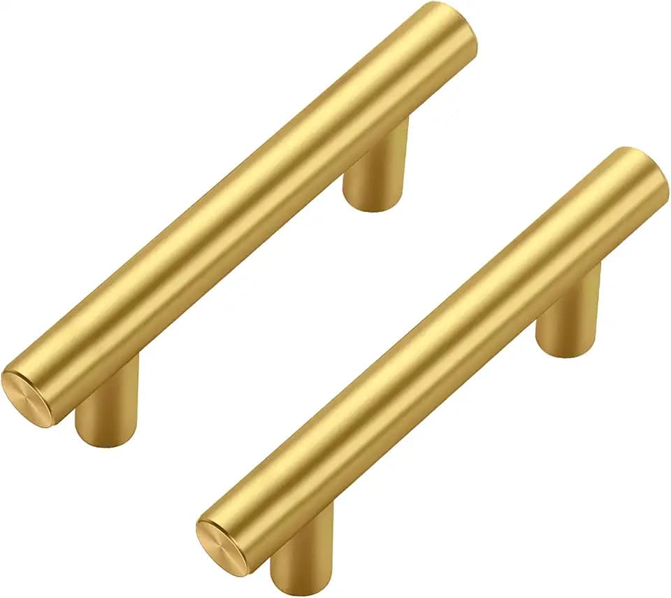 JOY DECOR 10 Pack Gold Cabinet Handles, 2-1/2 in Hole Center Cabinet Pulls