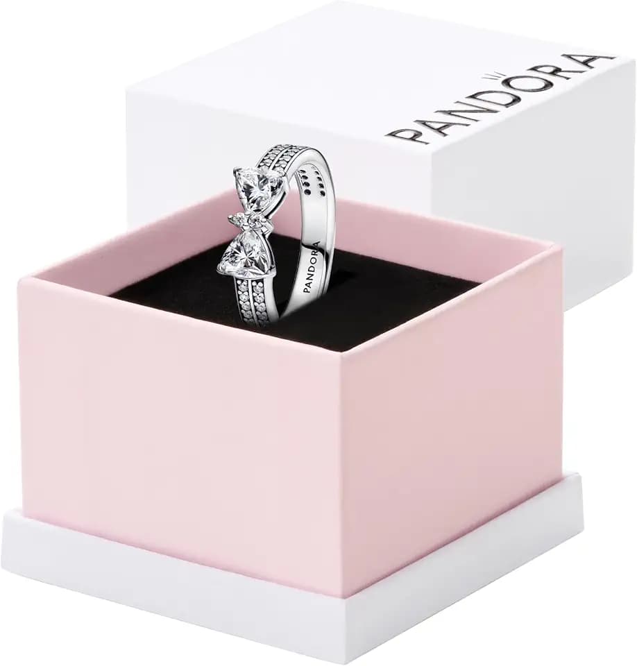 Pandora Damen Silberring mit glitzernder Schleife zweireihig 193552C01