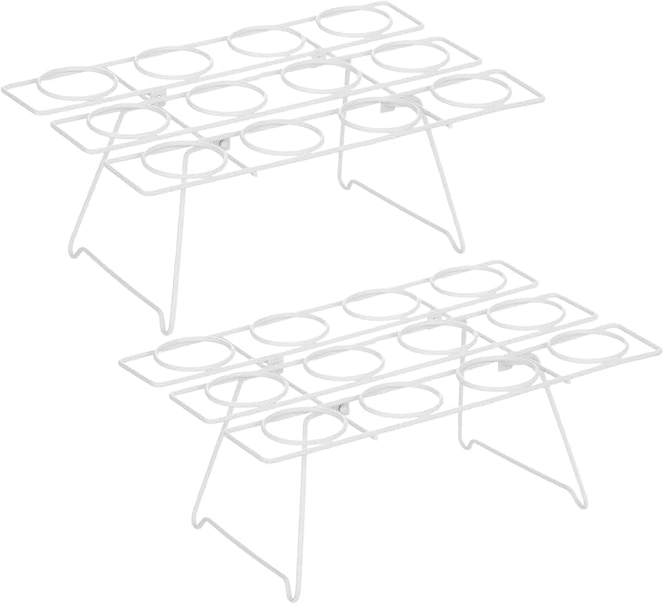 2 Pack Ice Cream Cone Holders Rack with 12 Holes Cake Cone Stand, White
