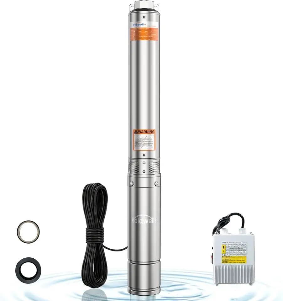 3HP Deep Well Submersible Pump 230V/60Hz, 4 Inch Stainless Steel, External Controller, 33ft Cord, 37GPM Flow 640ft Head, IP68 Waterproof for Industrial, Irrigation, Home Use