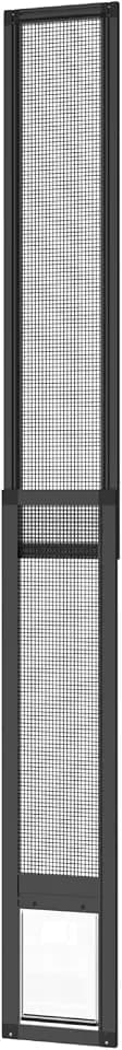Hakuna Pets V2 Patio Pet Door Screen Insert Panel for Sliding Glass, Min Height 55.12" to Max Height 84.25", UV-Resistant Mesh, Locking Magnetic Pet Flap, Easy Installation and Removal, Small, Black