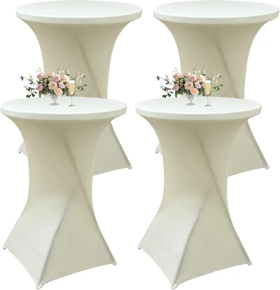 4Pack Ivory Cocktail Table Covers 32x43 Inch Cocktail Table Tablecloth