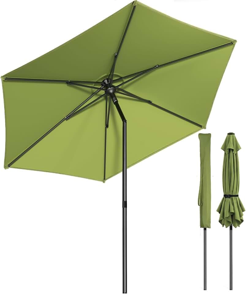 VOUNOT® Sonnenschirm 270 cm knickbar UV 50+ Sonnenschutz Gartenschirm Balkonschirm Marktschirm mit Windöffnung inkl. Tragetasche für Garten Terrasse Balkon Camping Strand