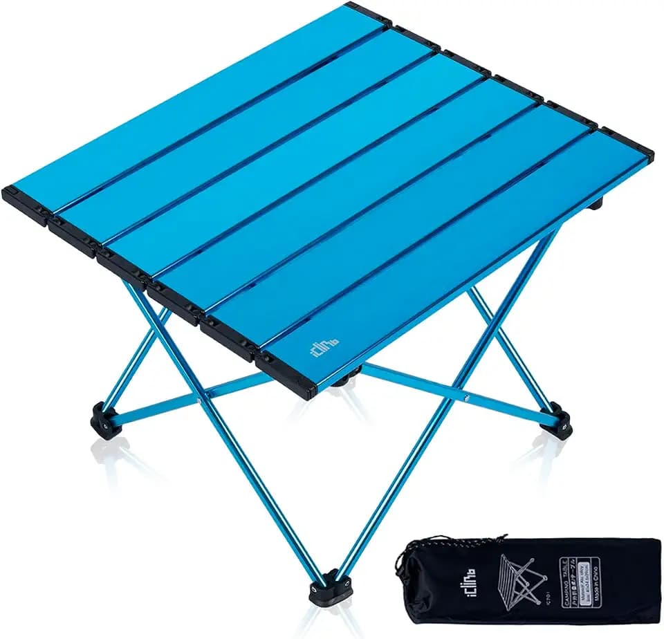 iClimb Ultralight Compact Camping Folding Table (Blue - S)