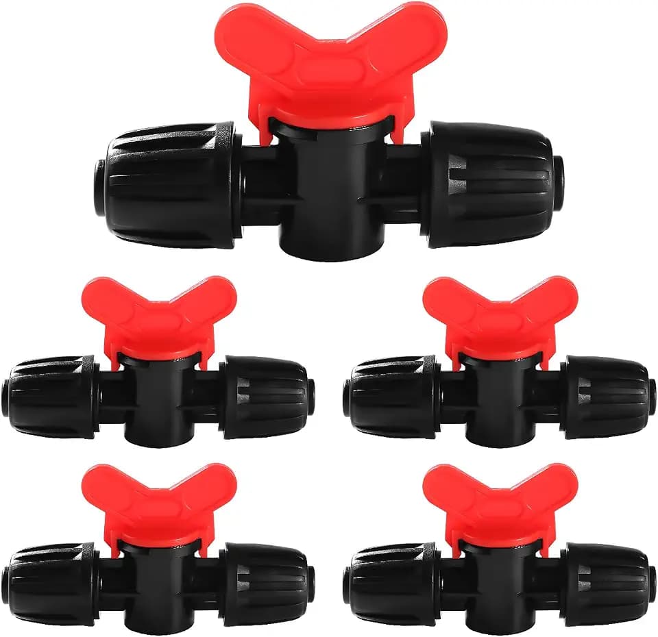 VooGenzek 5 Stücke 16mm Tropfbewässerungsschalter Ventil, Tropfbewässerung Absperrventil, Bewässerungsschlauch Stachelverschlussventile, Tropfbewässerungsventil für 16mm Schlauch, Schwarz