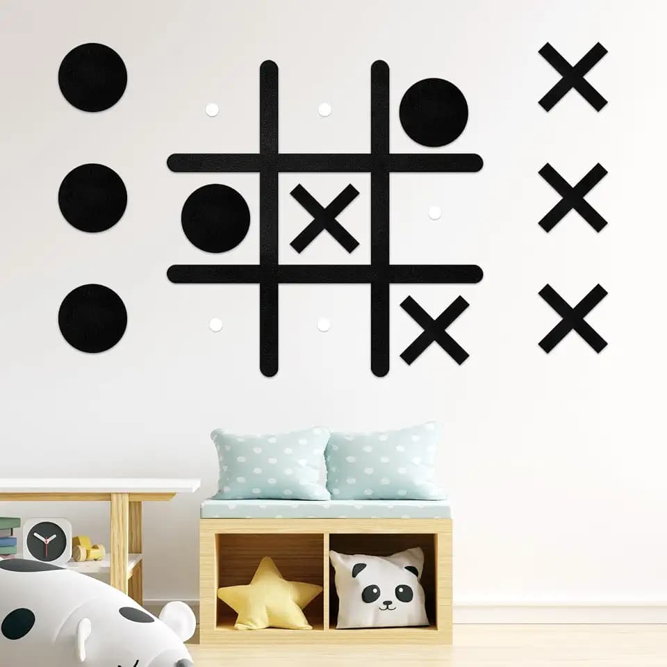 Giant Tic Tac Toe Game, Felt Wall Mount for Home Decor,Black