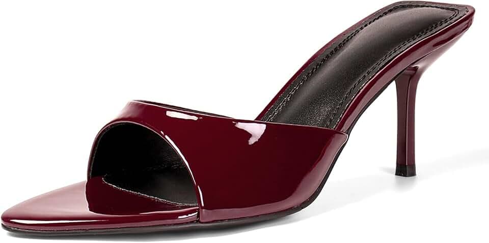 QIV Kitten Heels Pointed Open Toe Mule Heeled Sandals