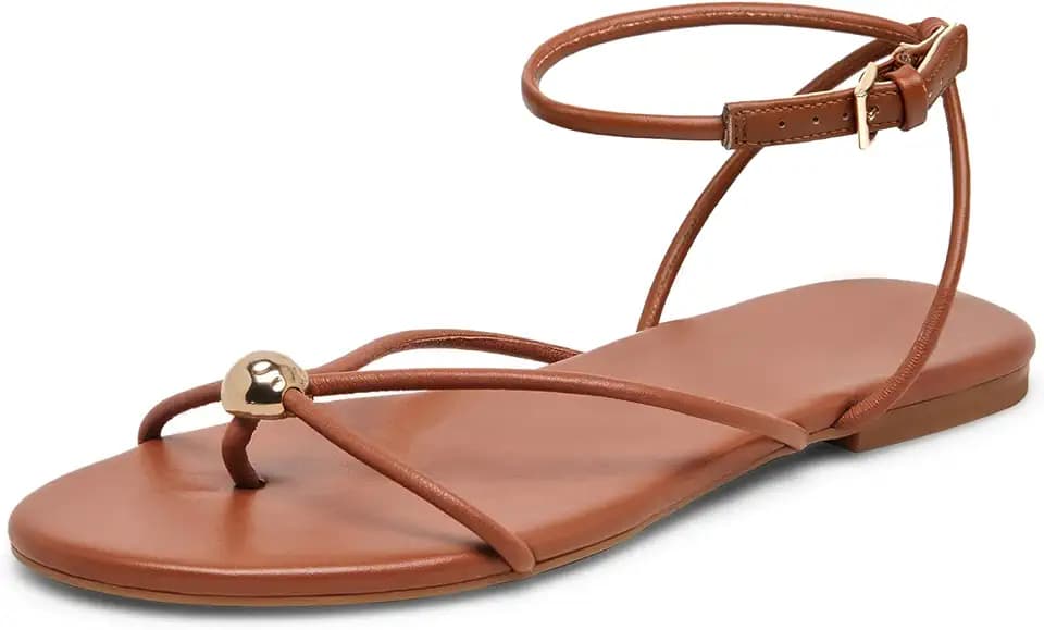 Rope Flat Sandals for Women Lace Up Open Square Toe Thong Sandals Adjustable Ankle Strap Summer Beach Casual Flip Flops