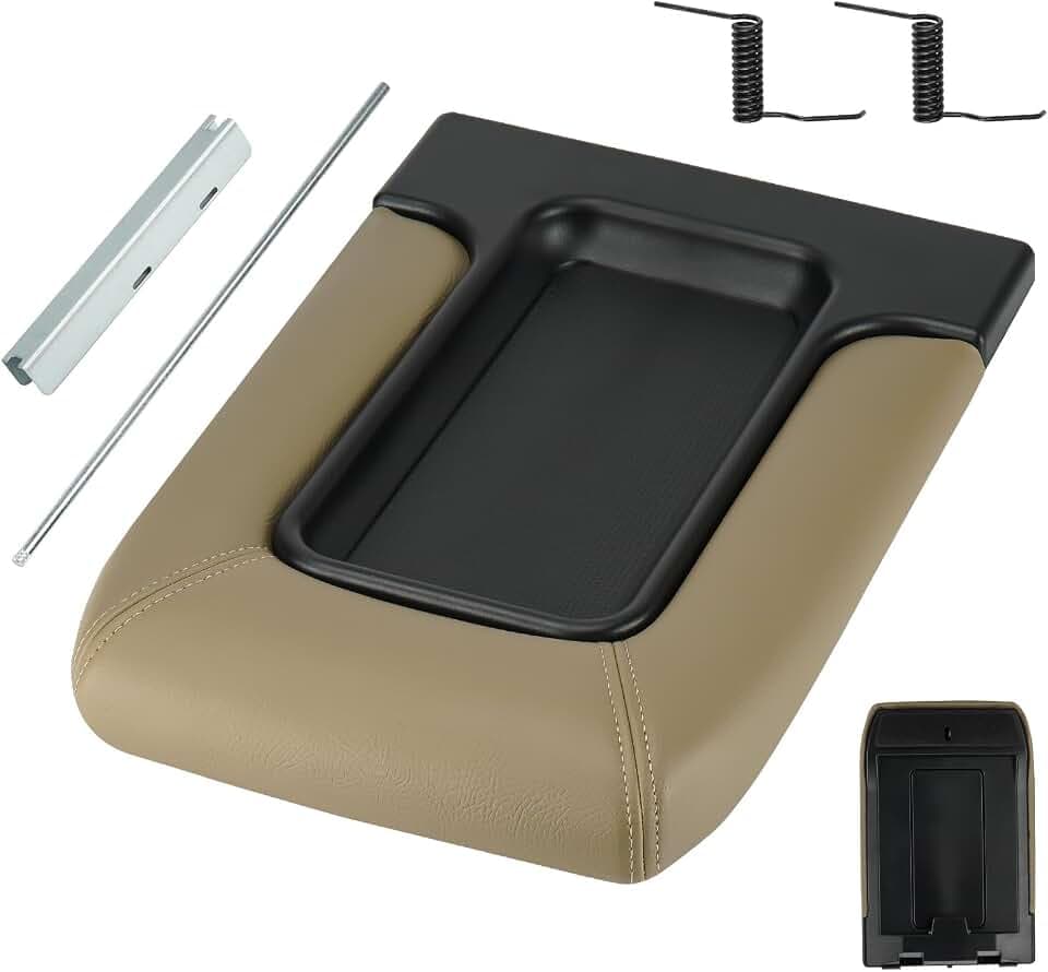 Youxmoto Center Console Lid Cover Armrest Box Cover Fits for 2001-2006 GMC Yukon XL, GMC Sierra, Chevy Tahoe Suburban Silverado, Chevy Avalanche 2002-2006 - 19127364 19127366 19127365, Beige