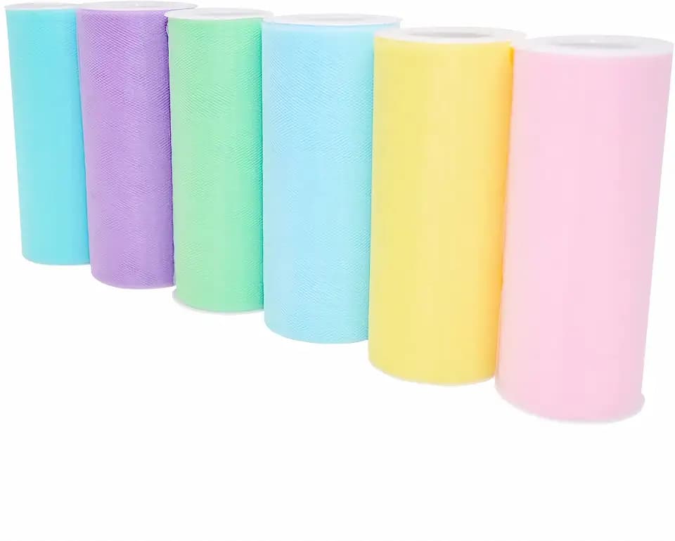 Morex Ribbon Pastel Tulle 6" X 150 YD Nylon Tulle for Rainbow Tutu Skirt, Assorted (6-Pack), Real Unicorns Gifts for Girls, Baby Boy Gifts for Baby Shower, Happy Easter Basket Ideas
