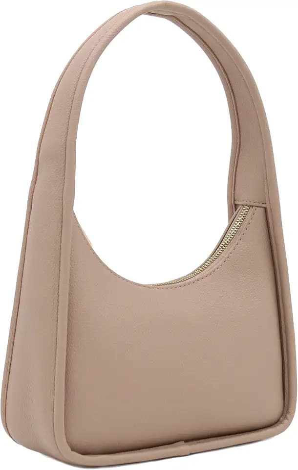 FashionPuzzle Small Minimalist Shoulder Bag for Women, Faux Leather Underarm Purse, Chic Top Handle Handbag for Everyday