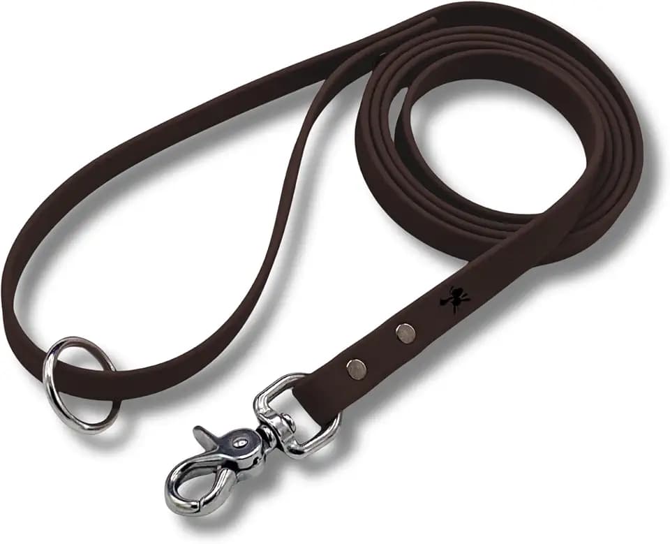 Gummy K9 Biothane Dog Leash, Professional Training Lead, Stainless Steel, New Advanced Safety Clasp, Weatherproof, Waterproof, Long Lasting, 6 Ft (5/8 Brown), Small, Medium, Large Dogs, Made in USA