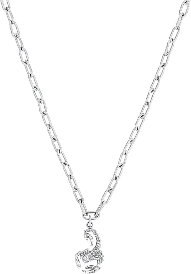 Amor Scorpions by Kette mit Anhänger Edelstahl Unisex Damen Herren Halsschmuck, 45+5 cm, Silber, Skorpion, Kommt in Schmuck Geschenk Box, 2040514