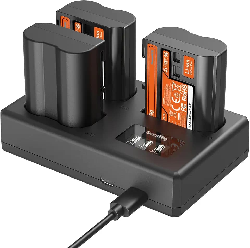 SmallRig 3-Pack EN-EL15c Battery with Triple LCD Charger for Nikon