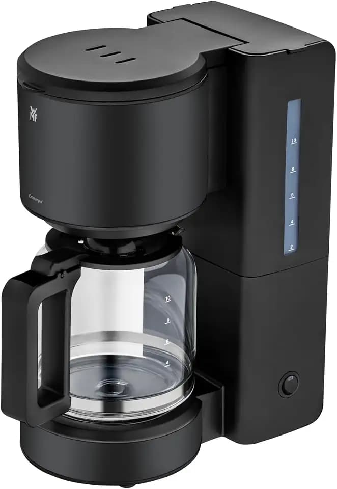 WMF Stelio Aroma Filterkaffeemaschine mit Glaskanne, Filterkaffee, 10 Tassen, Kaffeemaschine Edelstahl, Tropfstop, Warmhalteplatte, Abschaltautomatik, 1000 W, matt schwarz