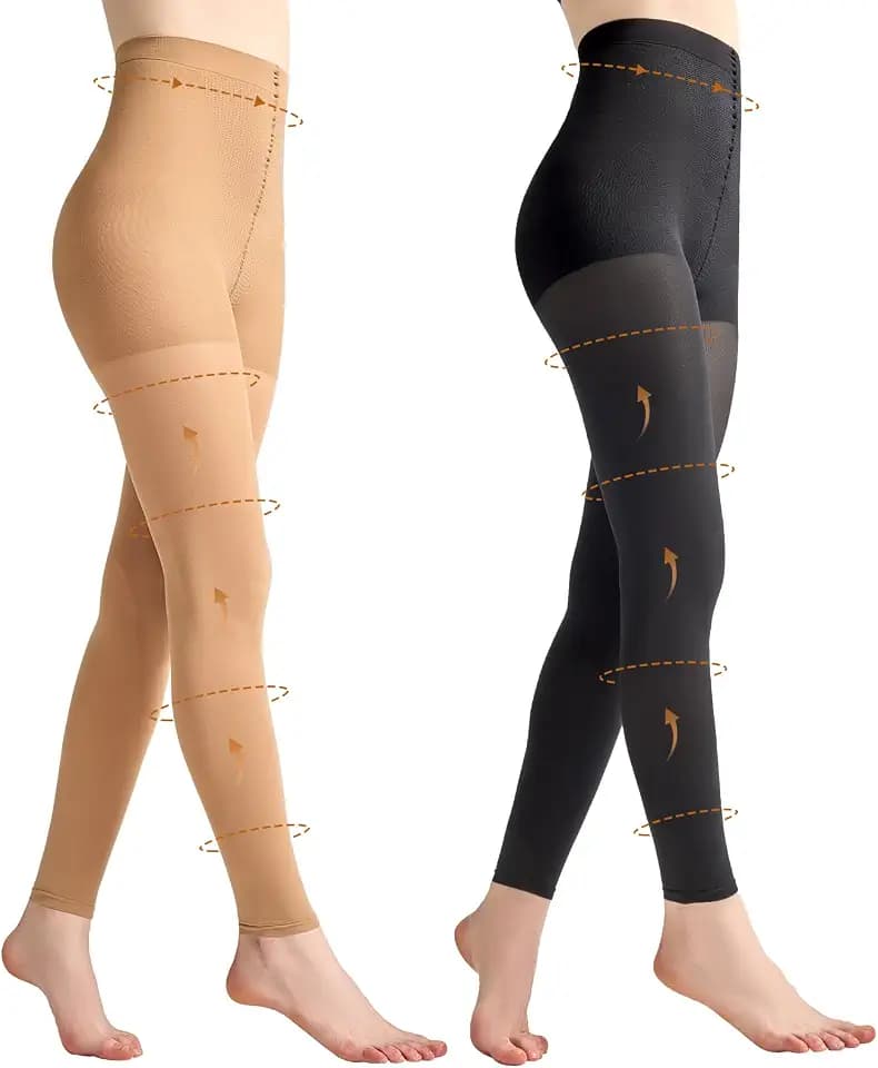Yilanmy 2 Pairs Footless Compression Tights, 80D Support Hose for Women