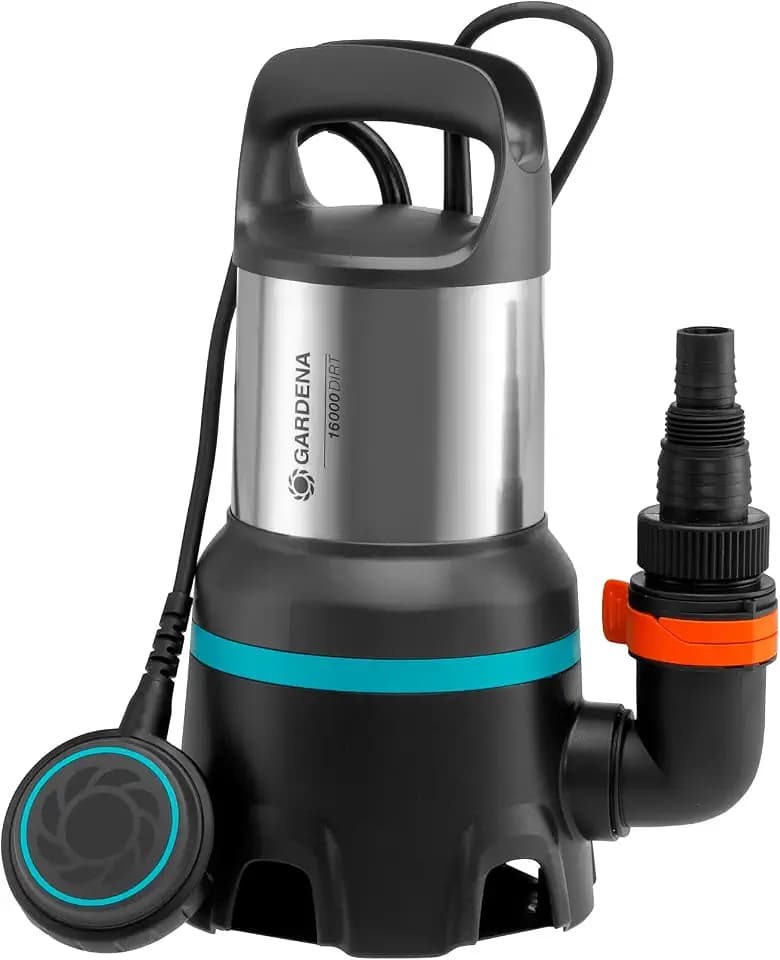 Gardena Schmutzwasser-Tauchpumpe 16000: Tauchpumpe mit Fördermenge 16.000 l/h, Automatic-Funktion, Schwimmschalter mit Dauerlauffunktion, Schnellkupplungssystem, 450 W (9042-20)