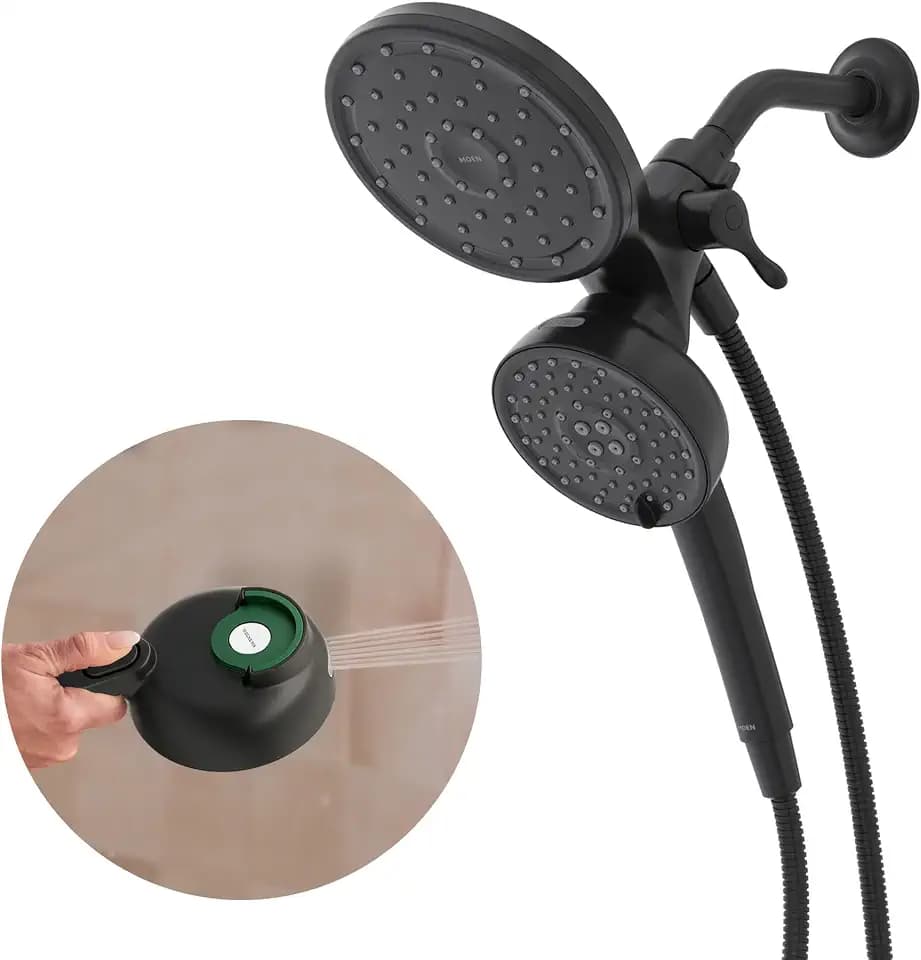 Moen Magnetix Matte Black 8-Function Combination Showerhead and Removable Handshower with Power Boost Cleaning Spray, 260C1EPBL