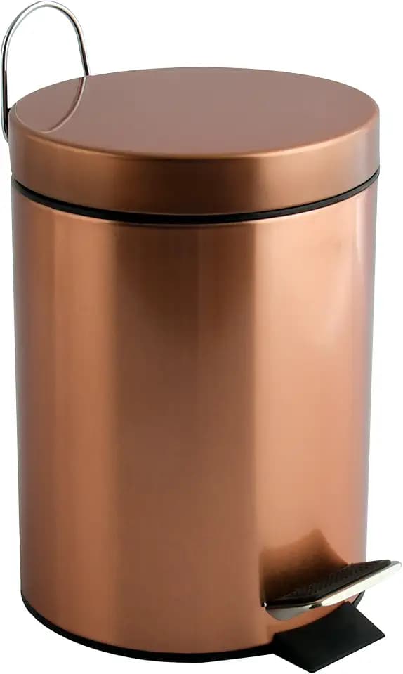 MSV – 3-Liter-Treteimer aus kupferbeschichtetem Stahl – Modell Hans – Kompakt für Bad und Küche mit herausnehmbarem Inneneimer – Modernes und hygienisches Design – 16,8 x 26 cm
