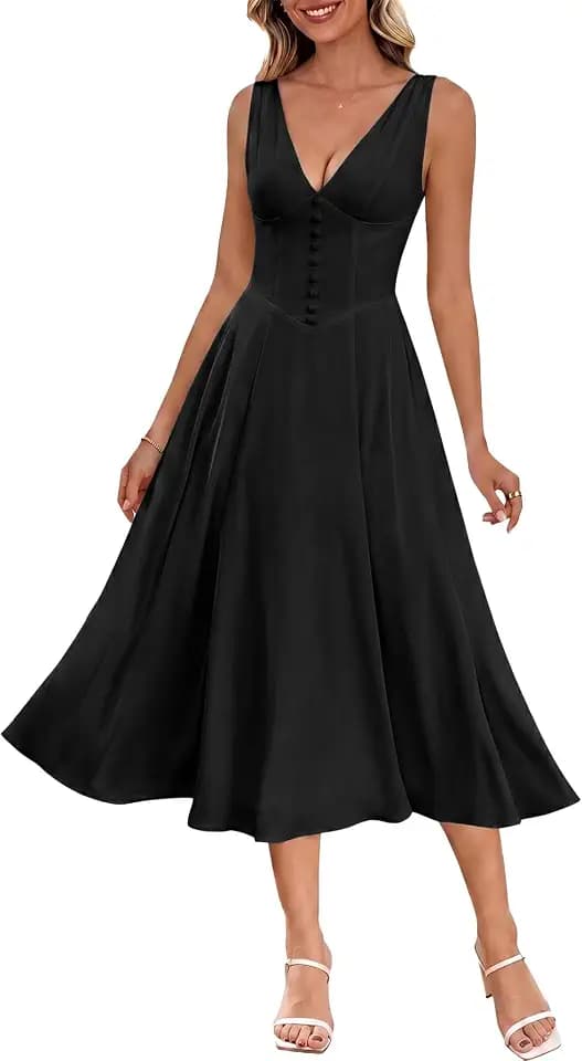 Parthea Women's Summer Corset Midi Dress