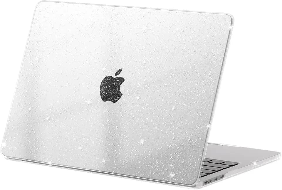 Glitzer Hülle kompatibel mit MacBook Air 13 Zoll M5 M4 M3 M2 [Farblich passend zum Mac], Release 2026 2025 2024 2022, transparente Hartplastik Schutzhülle für MacBook Air 13,6", Klar