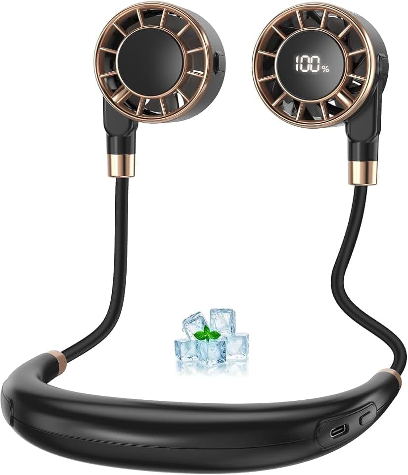 Nackenventilator, 4000mAh Tragbarer Halsventilator, 6 Stufen & 360° Luftstrom, 5-16 Stunden,Extrem Leise 10000 U/min USB Ventilator mit LED-Anzeige,Faltbarer Mini Lüfter für Freien,Reisen,Camping,Büro