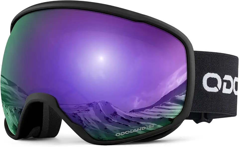 Odoland Skibrille Erwachsene Ski Goggles für Damen und Herren Jungen,Sphärisch Snowboardbrille UV-Schutz Kompatibler Helm Anti Fog für Skifahre Verspiegelt BA