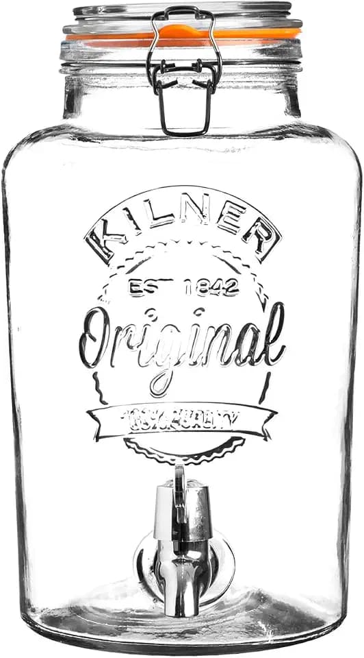 Kilner Getränkespender mit Zapfhahn aus Glas in der Farbe Transparent 5L, Maße: 18,2cm x 25,4cm x 31,5cm, 0025.405