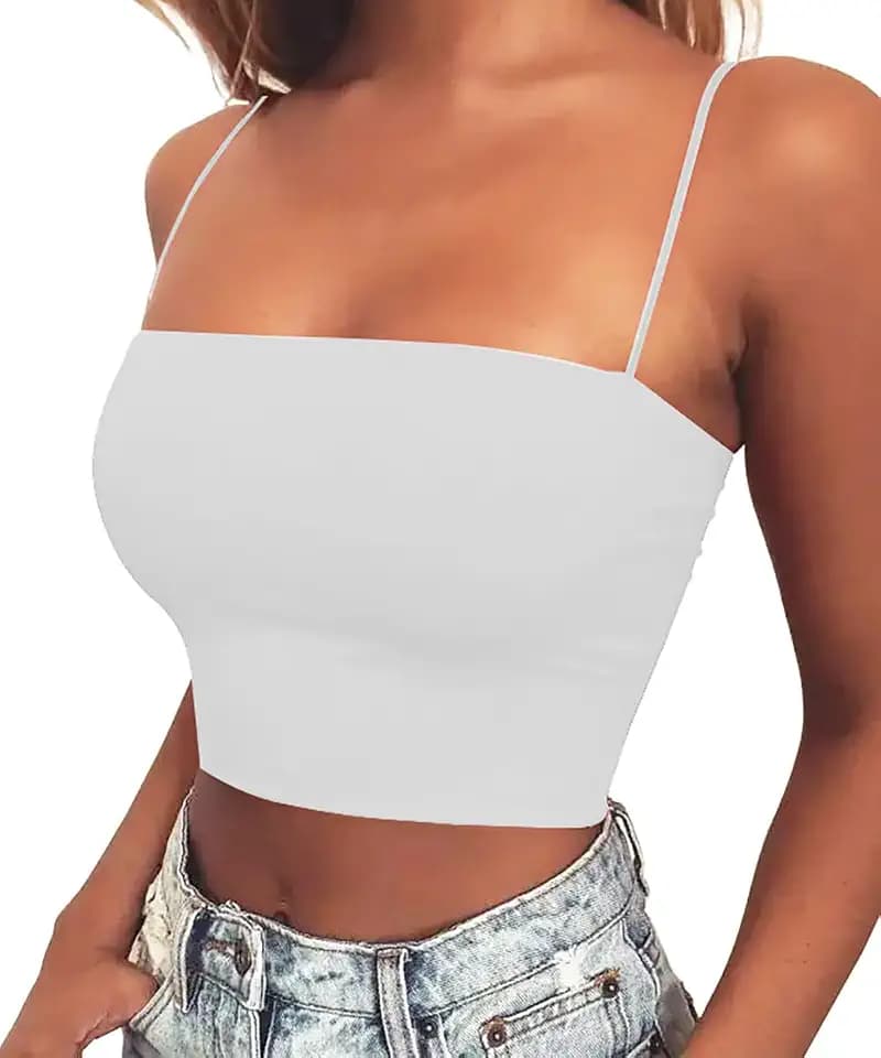Women's Basic Spaghetti Strap Crop Top Camisole Y2k Sleeveless Tube Sexy Cami Shirts Tank Tops