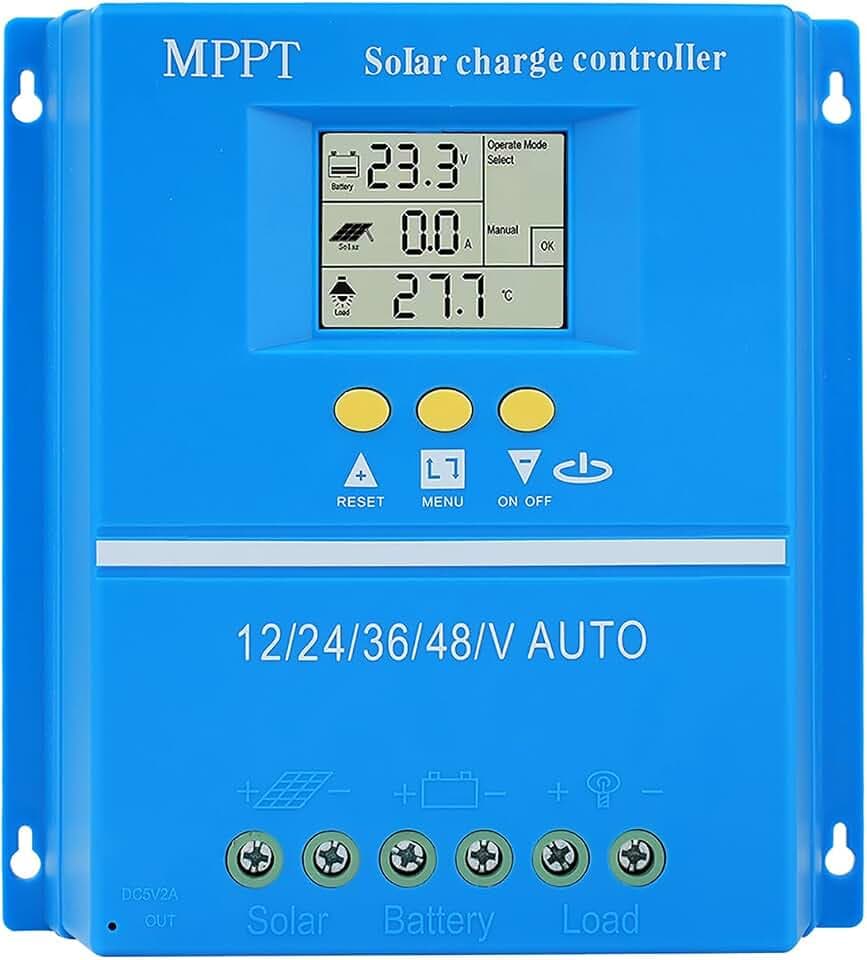 Buyweek 100A MPPT Laderegler 12V 24V 36V 48V Auto Solar Laderegler LCD Display Solarladeregler mit Dual USB MPPT Solarregler Max PV 100V Eingang für Blei-Säure/Lithium Batterie