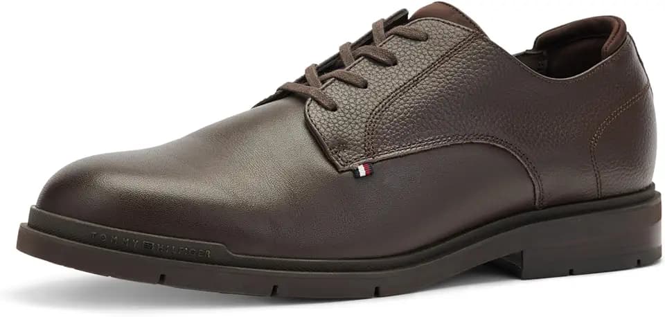 Tommy Hilfiger Herren Derby Schuh Flexible Leather aus Narbenleder