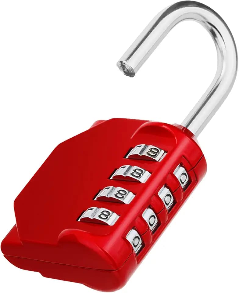 ZHEGE Combination Lock, 4 Digit Outdoor Combination Padlock for Gym (Red)