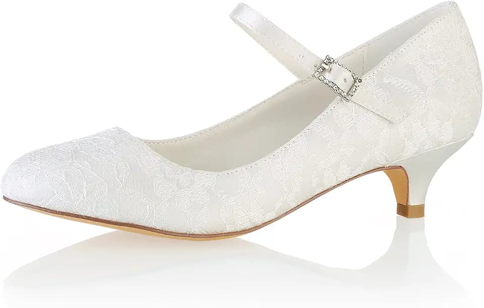 Wedding Shoes Lace Wedding Shoes Round Toe Mary Jane Bridal Shoes Kitten Heel Mother Shoes