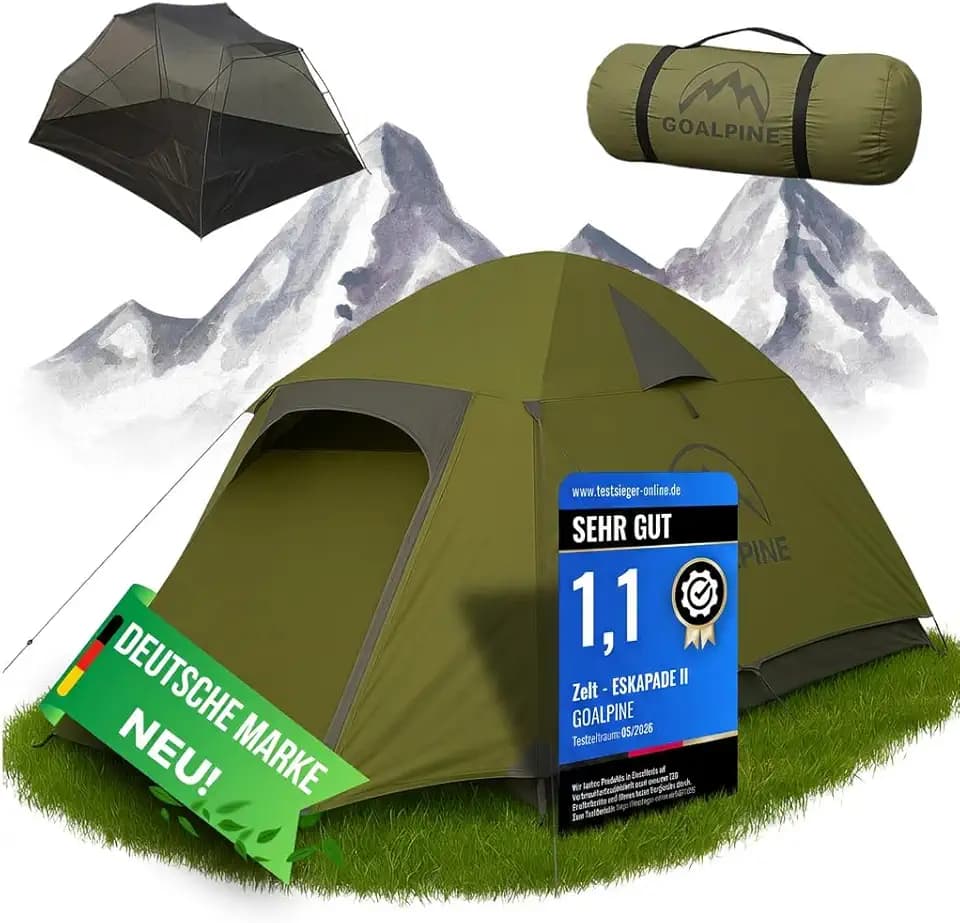 GOALPINE® Zelte für 1 & 2 große Personen | wasserdicht 4000mm | kleines Packmaß | zum Wandern, Bergtouren & Bikepacking | Ultraleicht | 3-4 Jahreszeiten | schneller aufbau