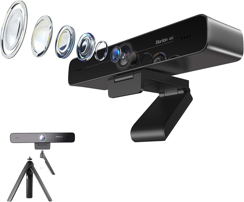 Horion 4K Conference Camera with Microphone, Auto Framing Camera for PC, 10X EPTZ Zoom, Plug & Play USB 3.0,Video with Dual AI Noise-Canceling Mic, for Video Conference, Streaming, PC/Mac/Linux, HC-5M