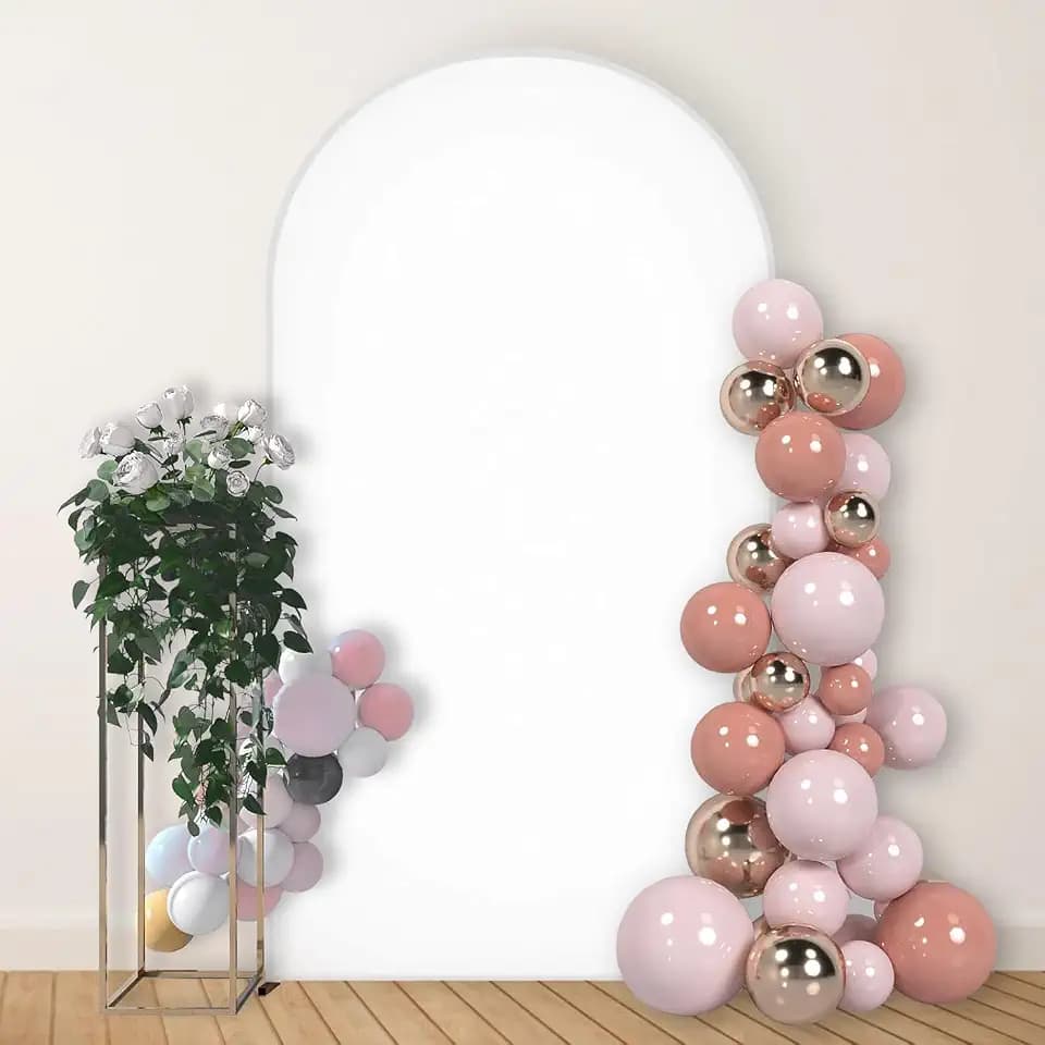 Wedding Arch Backdrop Cover, 7.2FT Spandex Fitted Arch Cover, Round Top Chiara Backdrop Cover, Arch Stand Covers for Wedding, Birthday, Banquet, Baby Shower (7.2 x 3.9 ft, White)