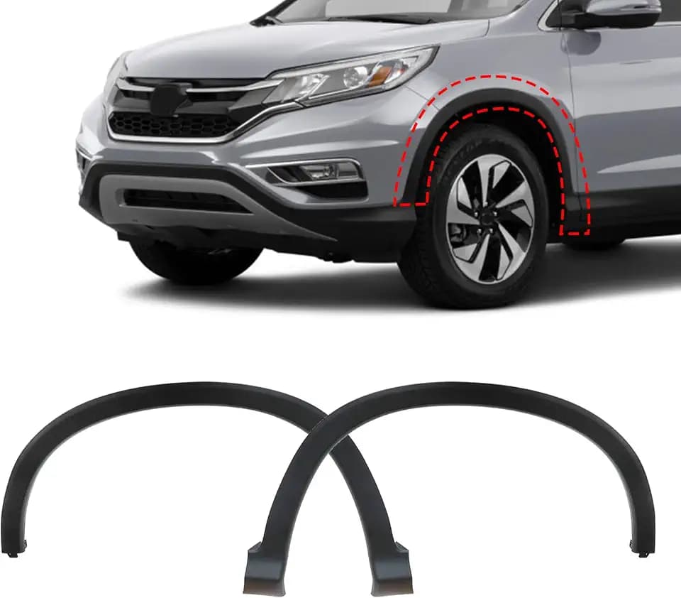 Pair Front Fender Molding Trim, Fit for Honda CR-V 2012-2016, 2.4L l4, Replace# 74115T0AA02 74165T0AA02 HO1290105 HO1291105, Driver and Passenger Side Wheel Fender Opening Arch Molding Trim