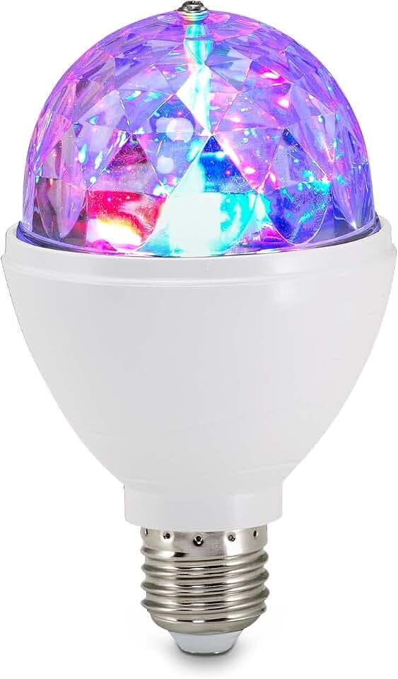 BRILONER - LED Discokugel E27 mit buntem RGB Licht, rotierendes Licht, Leuchtmittel, Discolicht Partylicht, Party Deko Geburtstag, Partybeleuchtung, Lampe, Glühbirne, LED Birne, 12,9x7,3 cm, Klar