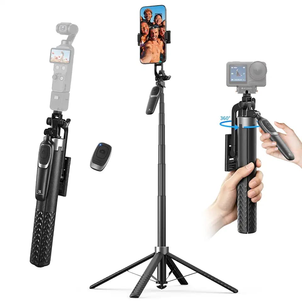 K&F CONCEPT Selfie Stick 177cm Selbstausfahrend, 4 Beine, 360° Griff