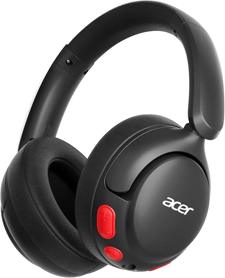 Acer Kids Bluetooth Headphones, 85dB Volume Limiter, Foldable Wireless Over-Ear Headphones for iPad, Travel, 75H Playtime, Bluetooth 5.4, Built-in Mic, Black