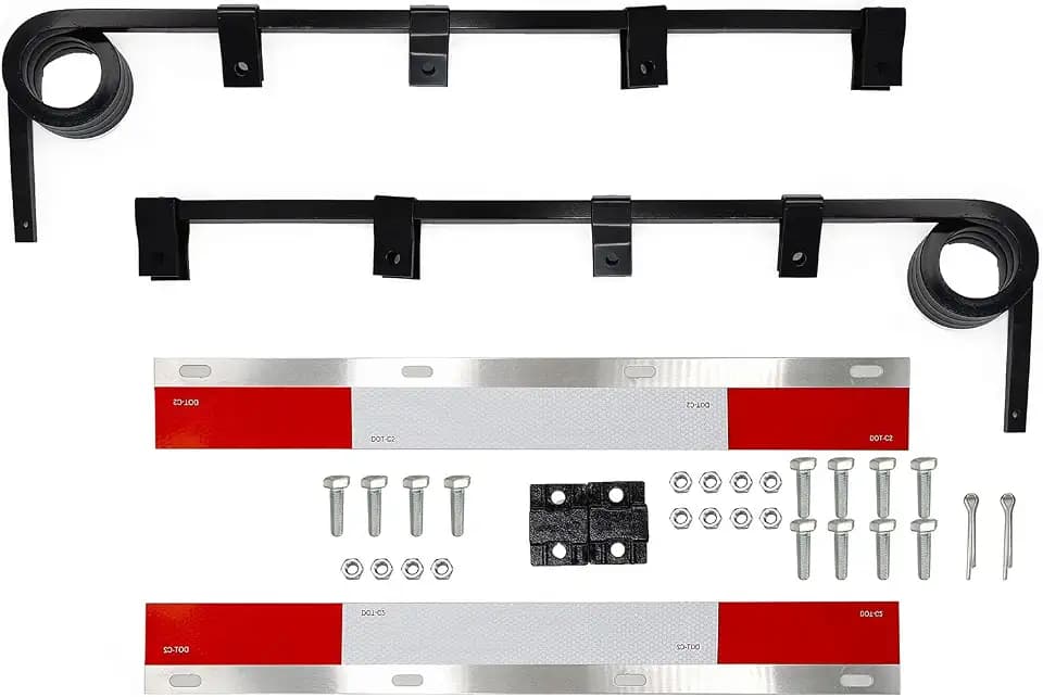 Straight Bar Type Mud Flap Hangers for Semi Truck Mud Flap Hangers for Semi Mud Flaps with Reflective Strip Tape Square Steel Mudflap Hangers with 3 Coils