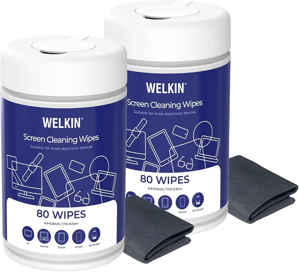 WELKIN Electronic Cleaning Wipes, 80 Count Streak-Free Screen Wipes, 2 Pack
