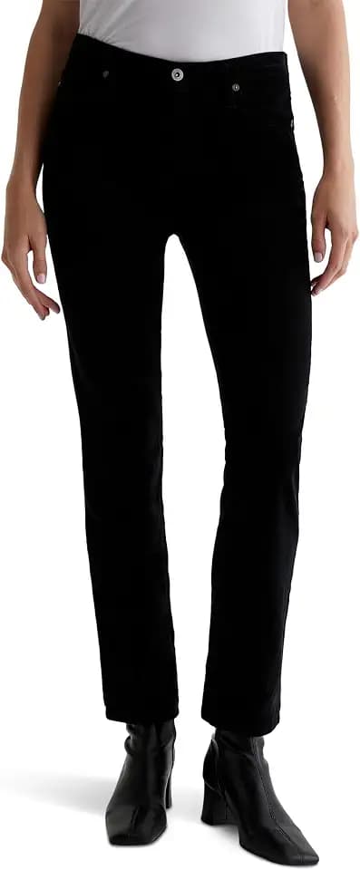 AG Women's Mari Mid Rise Slim Straight Jeans in Super Black